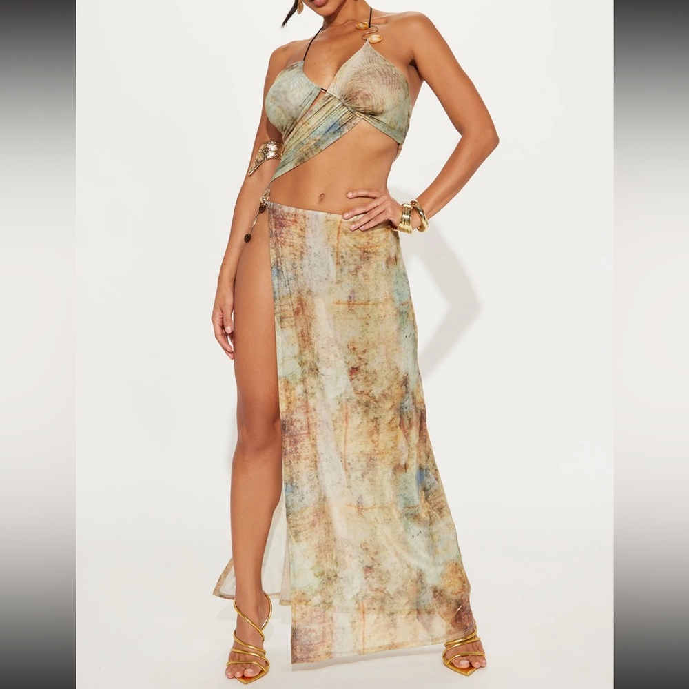Fashion Nova Brown Tan Swim Coverup Set